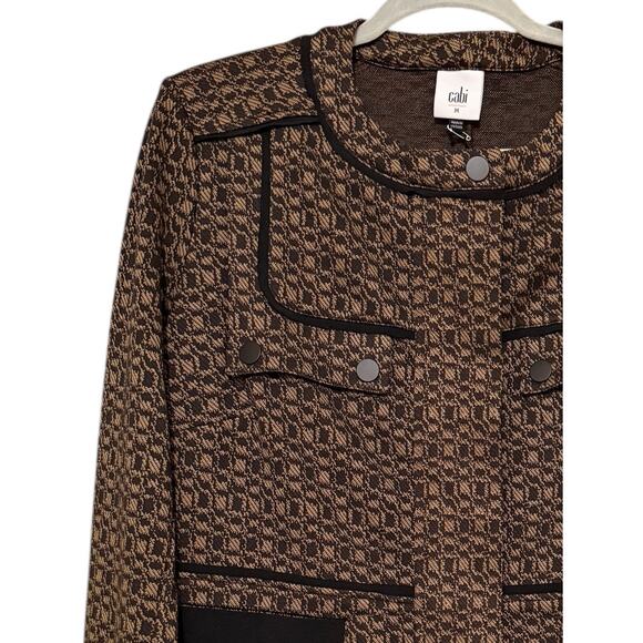 Cabi Empower Jacket Style 4494 Brown Black Tweed Knit Zip Front Blazer Medium - Picture 4 of 10